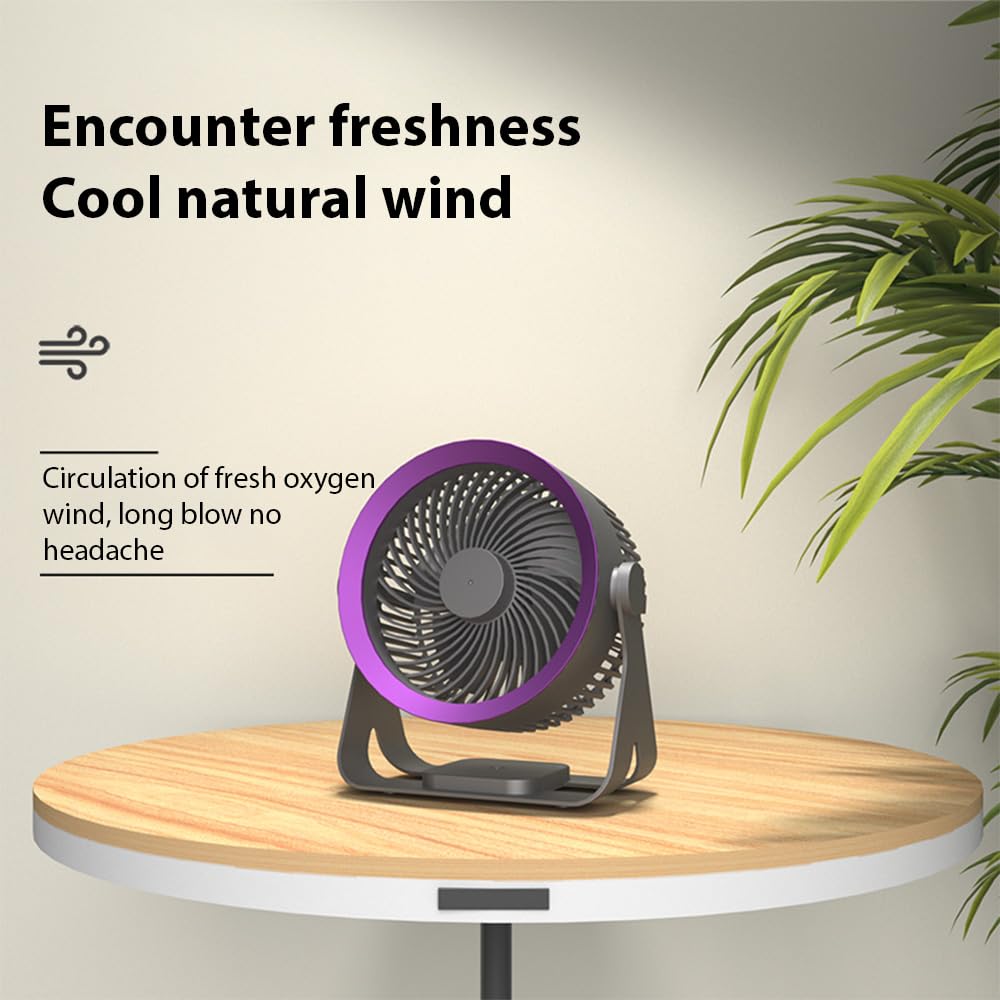 Ventilatore da tavolo elettrico senza fili portatile silenzioso con circolazione d'aria a 3 velocità per casa, ufficio, camera da letto, dormitorio, viaggi, campeggio, raffreddamento a soffitto a