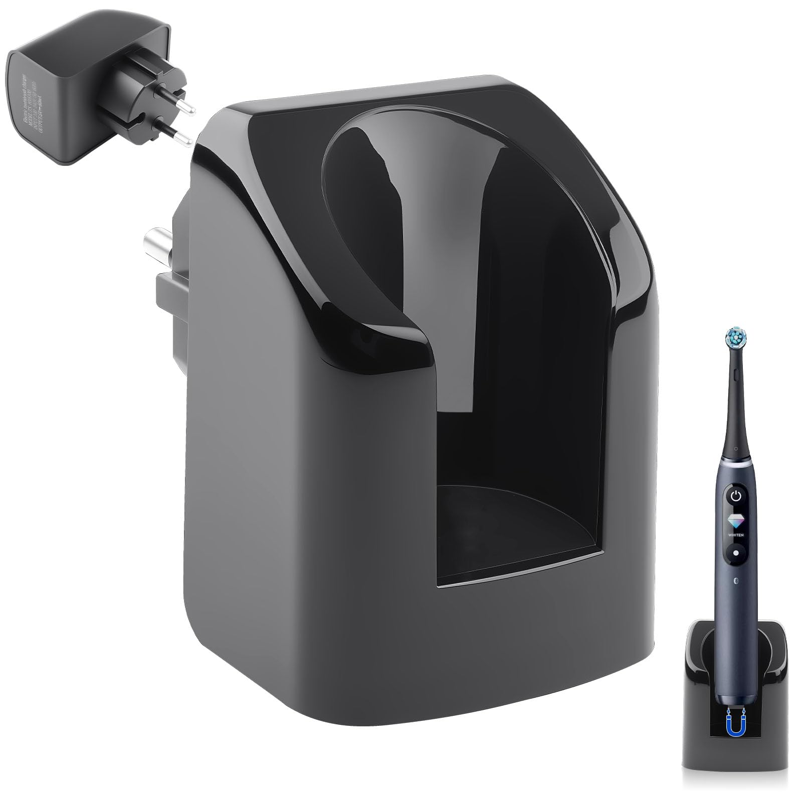 Stazione di Ricarica Senza Fili Spazzolino Elettrico Oral B Compatibile con IO7 IO8 IO9 Serie 7 8 9 IPX6 Impermeabile Caricatore da Muro Magnetico Caricabatterie Oral B da Parete Spina Europea - Nero
