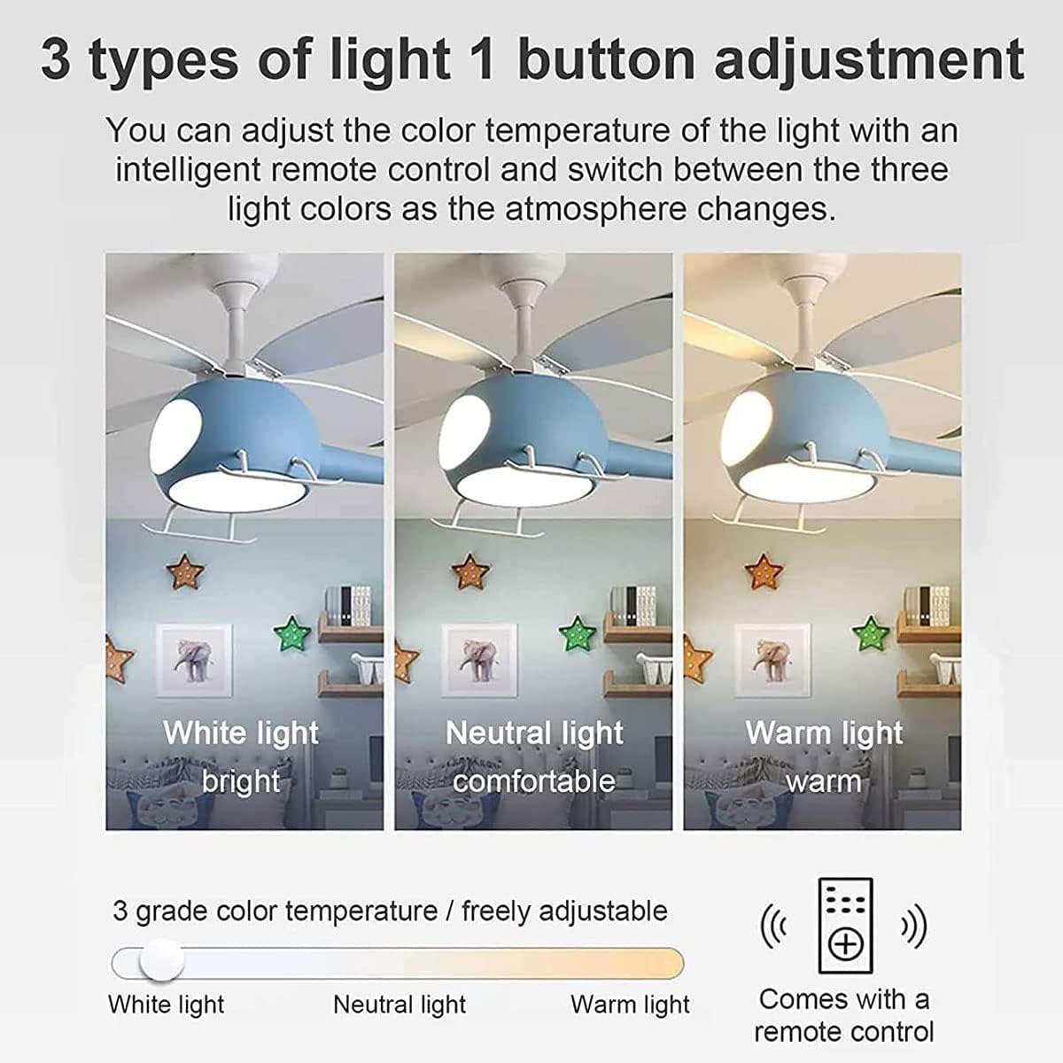 fUfIzU Ventilador De Techo De Helicóptero con Luces para La Habitación De Los Niños, Araña LED De 38.6 "+ Ventilador Ventilador De Techo De Avión De Niño Y Niña Lámpara Colgante Decorativa,Amarillo