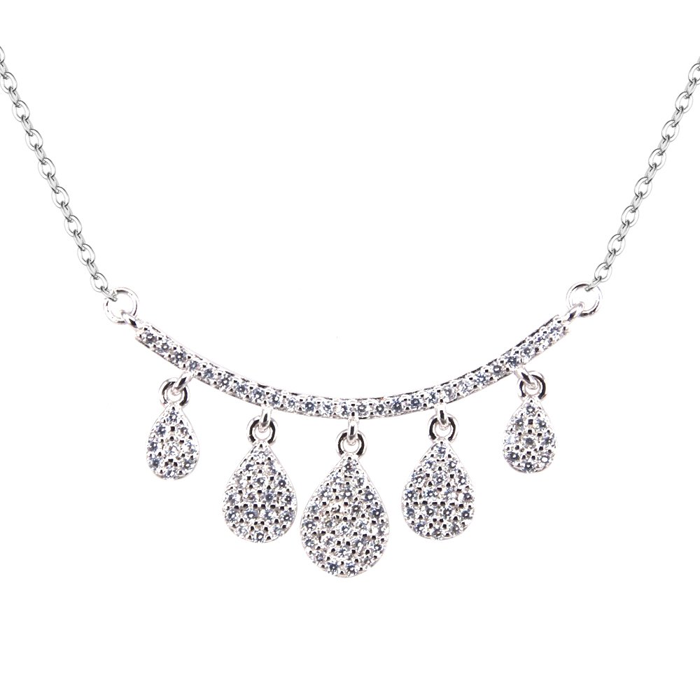 BiBeary Women elegant 925 Sterling Silver Zirconia Pendant five Tear Drop Jewellery Halskette