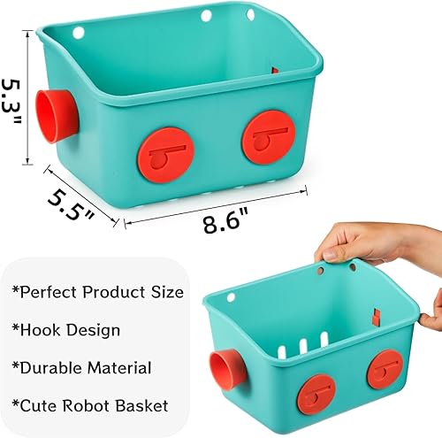 Miniatura 2 de Noamus Paquete de 6 cestas organizadoras de almacenamiento de juguetes de baño, estante de plástico para colgar en la pared, lindo estante de cocina