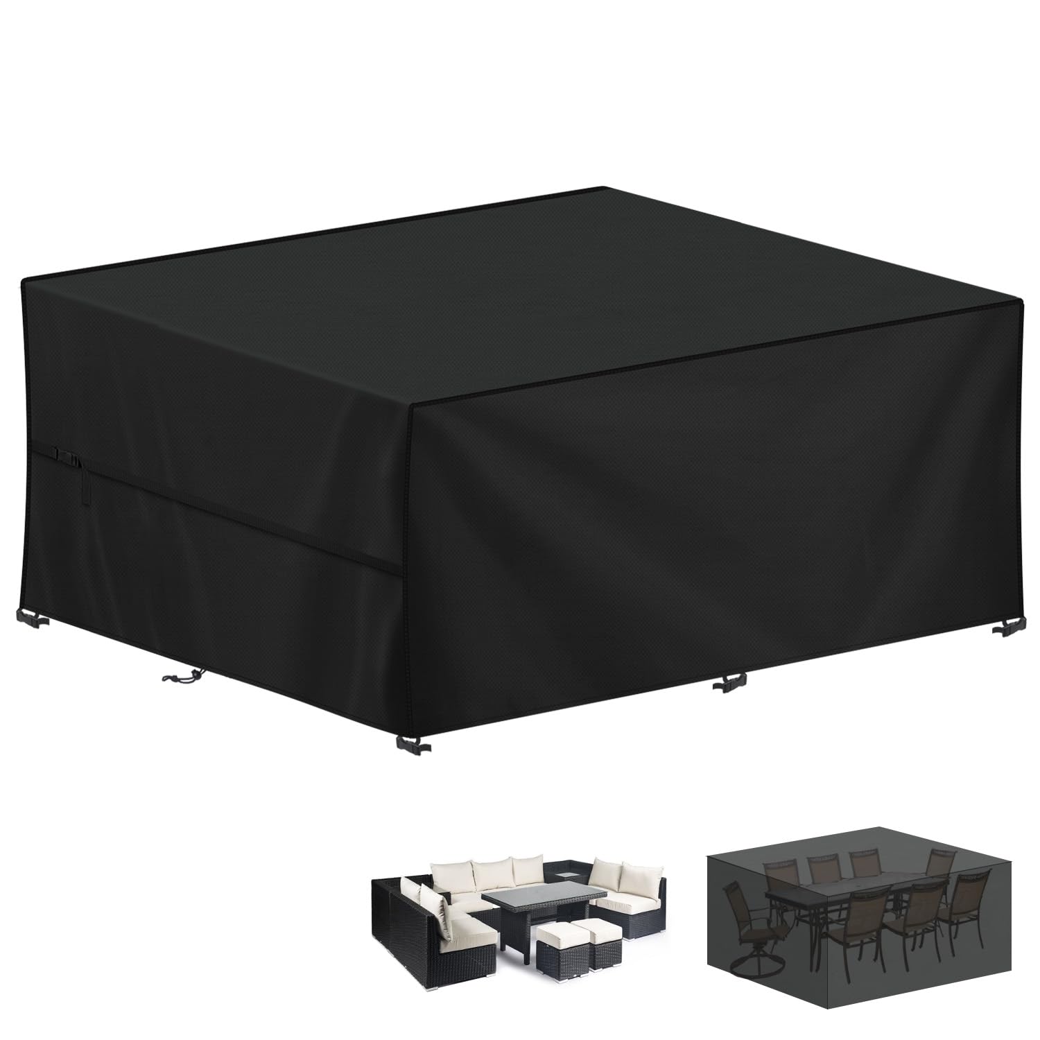 LAMUNI Outdoor Garden Table Cover Large Garden Furniture Covers Waterproof Patio Table Covers Anti-UV Rattan Sofa Set Cover Windproof 420D Oxford Patio Covers for Outdoor Furniture, 300x250x100cm — image 1