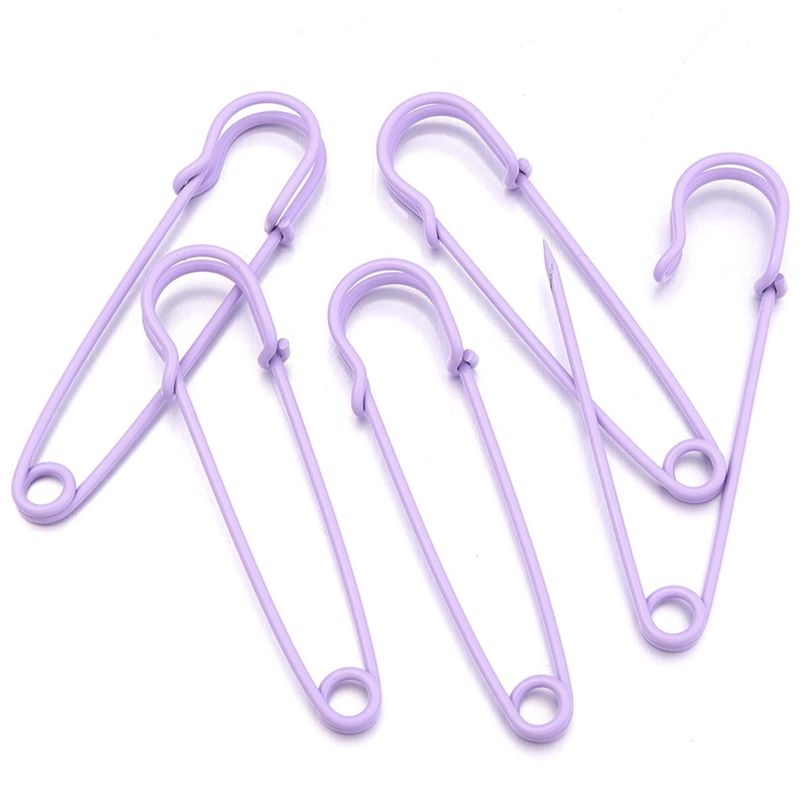 Decorative Safety Pins 50pcs/lot 64x15mm Safety Pins Brooch Colorful Metal Iron Sewing Pins For DIY Jewelry Making Clothing Fasteners Decor Accessories for Clothes(Purple)