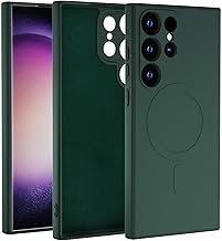 Magnetic Case for Samsung Galaxy S23 Ultra 5G Compatible with MagSafe, Slim Soft Liquid Silicone Case Prevents Scratches Anti-Shock, Dark Green