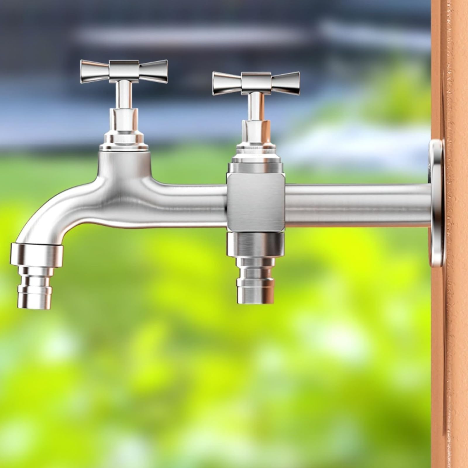 Robinet Exterieur Jardin à Double Contrôle à Ouverture Lente, Robinet Jardin Allongé en Acier Inoxydable, Robinets de Jardin avec Becs de Lavage et de Lavage de Voiture(20cm/7.9in)