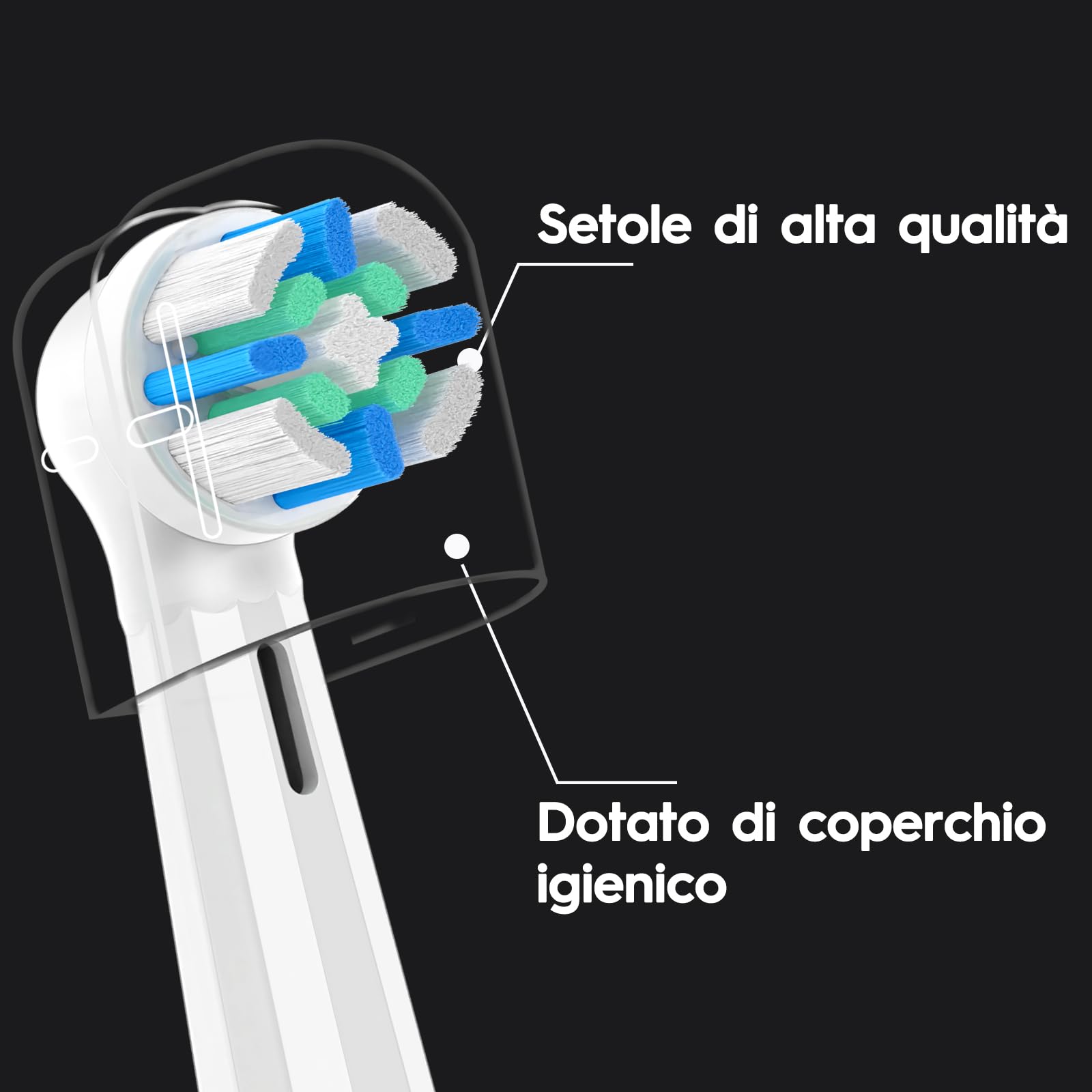 Testine di ricambio Compatibili con Oral B IO Pazzolini Elettrici, Spazzolini da Denti Compatibili con Oral B IO 2/3/4/5/6/7/8/9/10 per la cura Orale Quotidiana (12 Bianco Nero) - 5