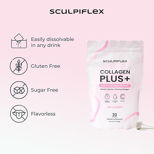 Miniatura 8 de Péptidos de colágeno hidrolizados en polvo, marino, bovino y pollo, complejo multicolágeno sin sabor para mujeres, reafirma la piel y aumenta la