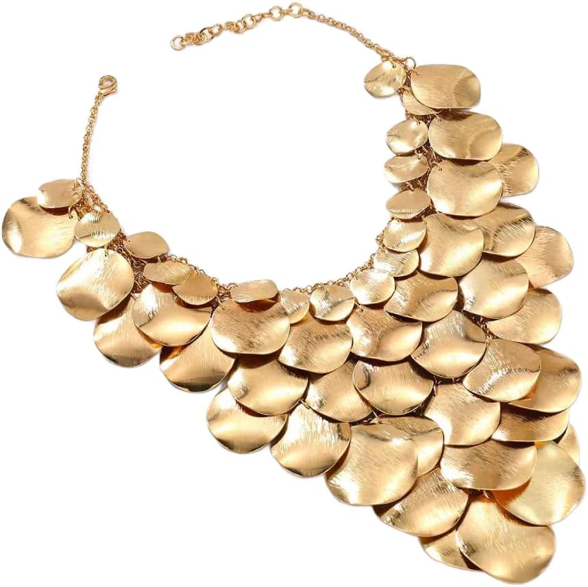 Exaggerated Metal Plate Waterfall Tassels Necklace for Women Vintage Statement Jewelry Neck Accessories 240568