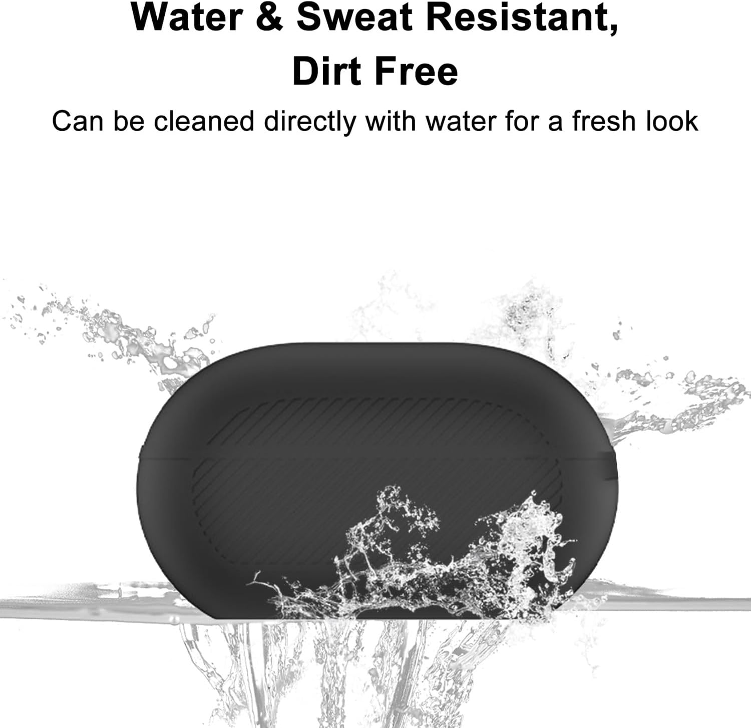 Compatible with Beats Solo Buds Case Cover, Silicone Shockproof Protective Case with Carabiner, Anti-Lost Strap Sports Lanyard for Beats Solo Buds(Black) - Image 3