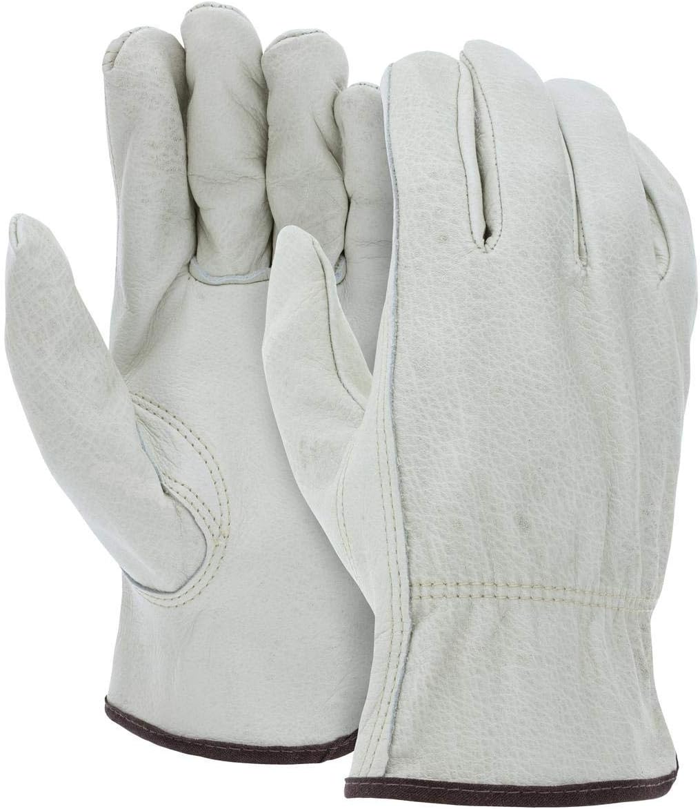 ATERET 12 Pairs Heavy Duty Durable Cowhide Leather Work Gloves I Driver Gloves for Truck Driving, Warehouse, Gardening, Farming