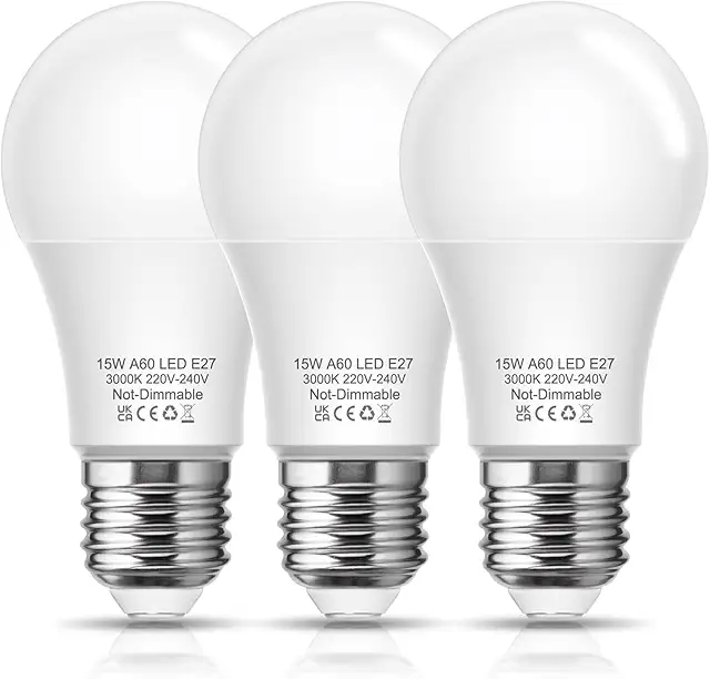 Flaspar 15W E27 LED Lampe - Energiesparende 1500LM Warmweiß Birne, 3 Stück