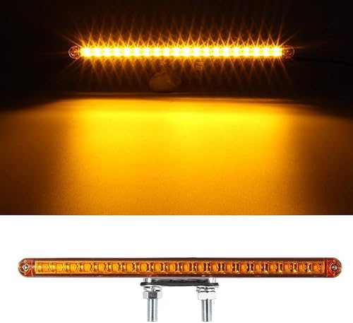 Miniatura 9 de Partsam Par de barras de luz LED de doble cara LED rojoámbar de 9-14 pulgadas, para semirremolque, de plástico cromado, barra de luz de doble
