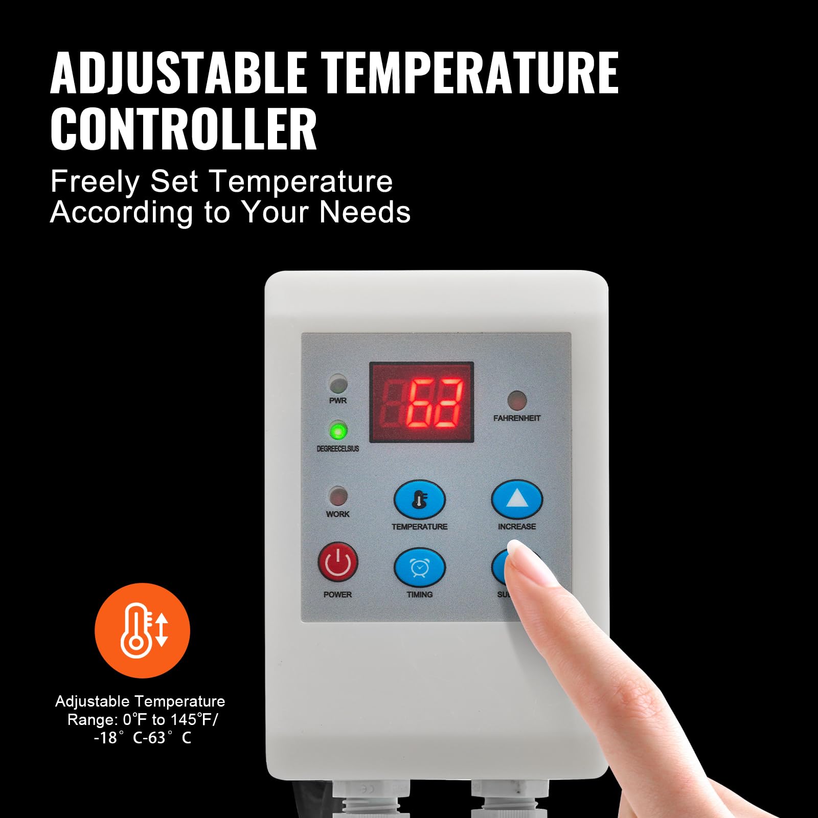 VEVOR Calentador de Tambor 250 W Cinturón Calefactor para Tambor de 5 galones -17,78~62,78 °C con Termostato Independiente Manta Calefactora Alta Eficiencia para Barriles Tela Oxford Impermeable