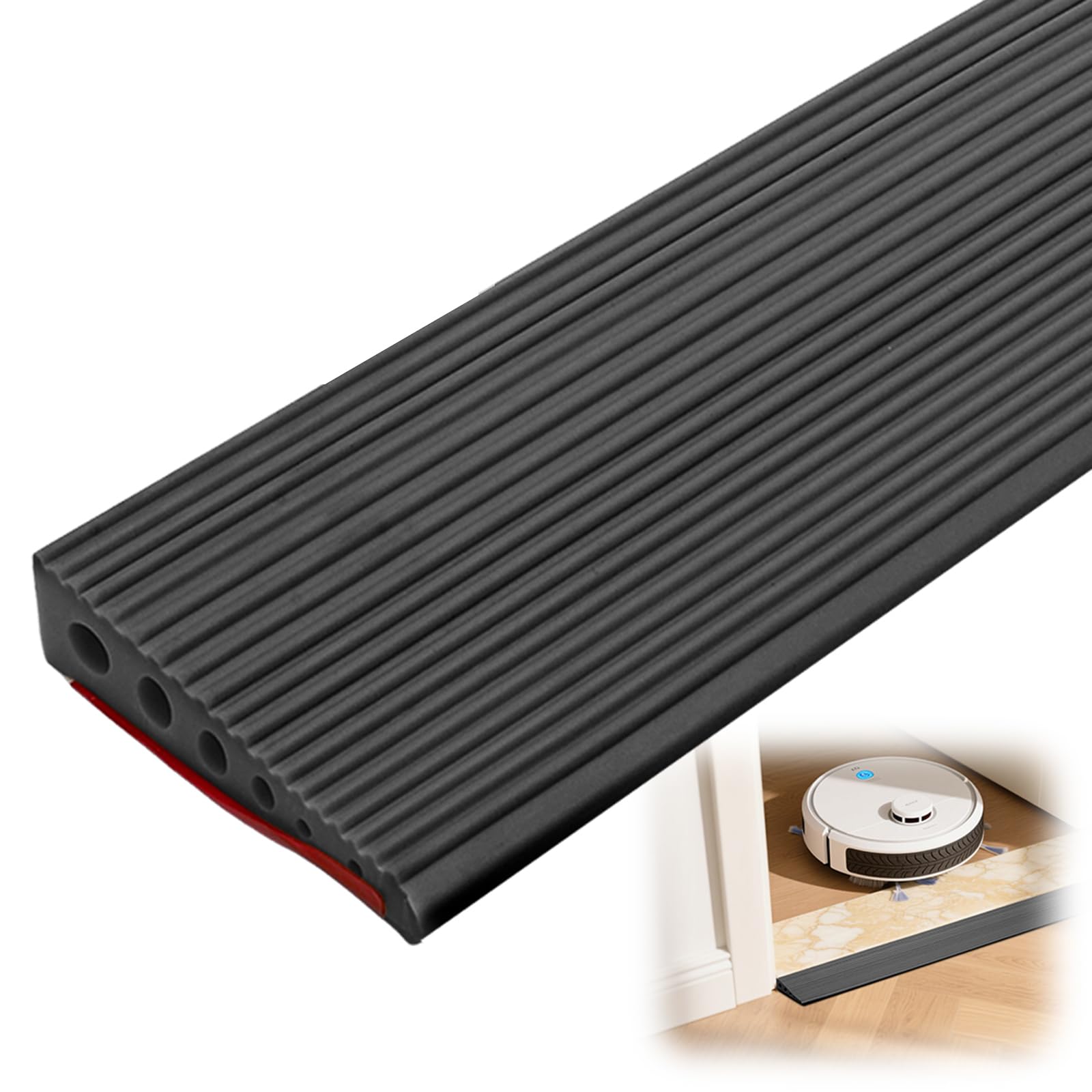 Rampa per soglia, 100 x 10 x 2,5 cm, superficie antiscivolo, rampa di carico in gomma, per sedia a rotelle, passeggini, deambulatori o scooter (nero, 2,5)