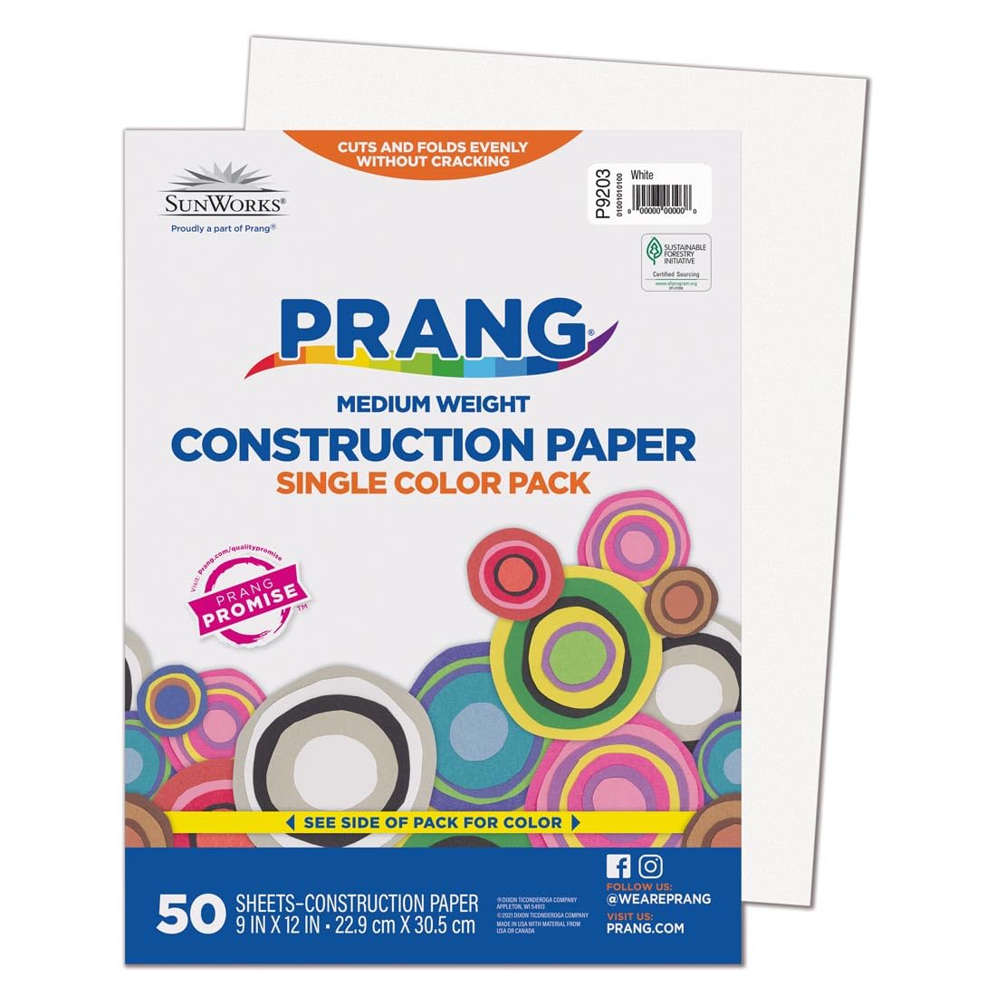 SunWorks® Construction Paper, 9" x 12", White, Pack Of 50