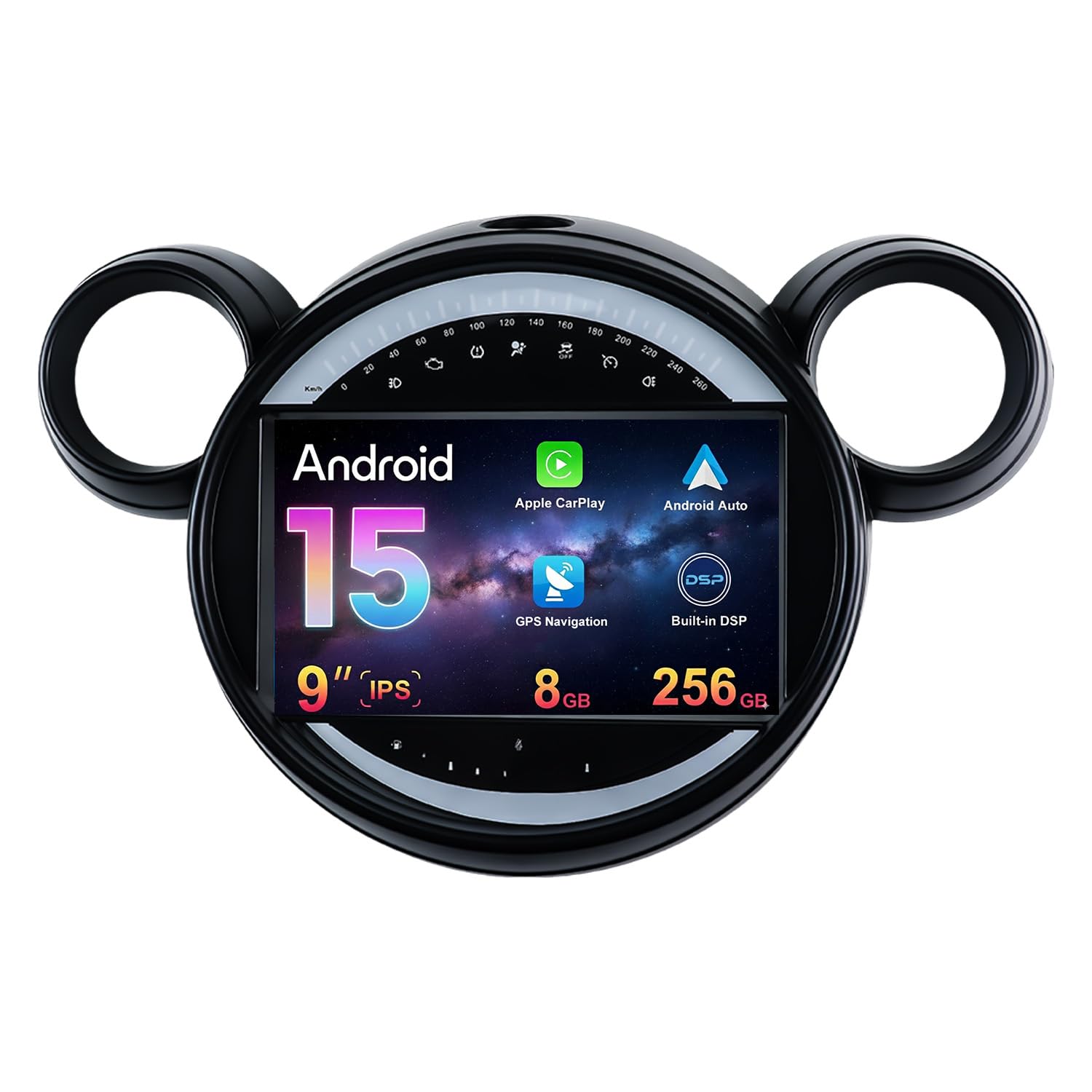 [8GB+256GB] Autoradio 8 Core Android 15 pour BMW Mini Cooper Countryman R60 2010-2016 - CarPlay sans Fil/Android Auto/DSP -Caméra+MIC- 9 Pouces IPS 2 Din - RDS BT Dab SWC USB FM WiFi