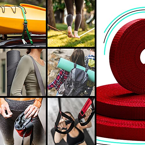 Image of TECEUM 3 /4 inch & 5 /8 inch & 1 inch & 1.5 inch & 2 inch Webbing - 10 25 50 Yards - 40+ Colors - Heavy Duty 1 Inch 1.5 Inch 2 Inch Backpack Straps - Webbing for Outdoors Indoors Crafting DIY