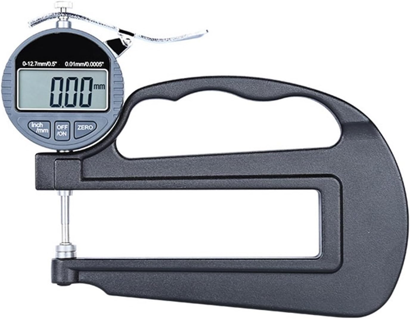 12.7 25.4mm Electronic Digital Thickness Gauge 0.01/0.001mm Micron Thickness Indicator Large Long Deep Paper Leather Wall(0.01mm 0-12.7mm)