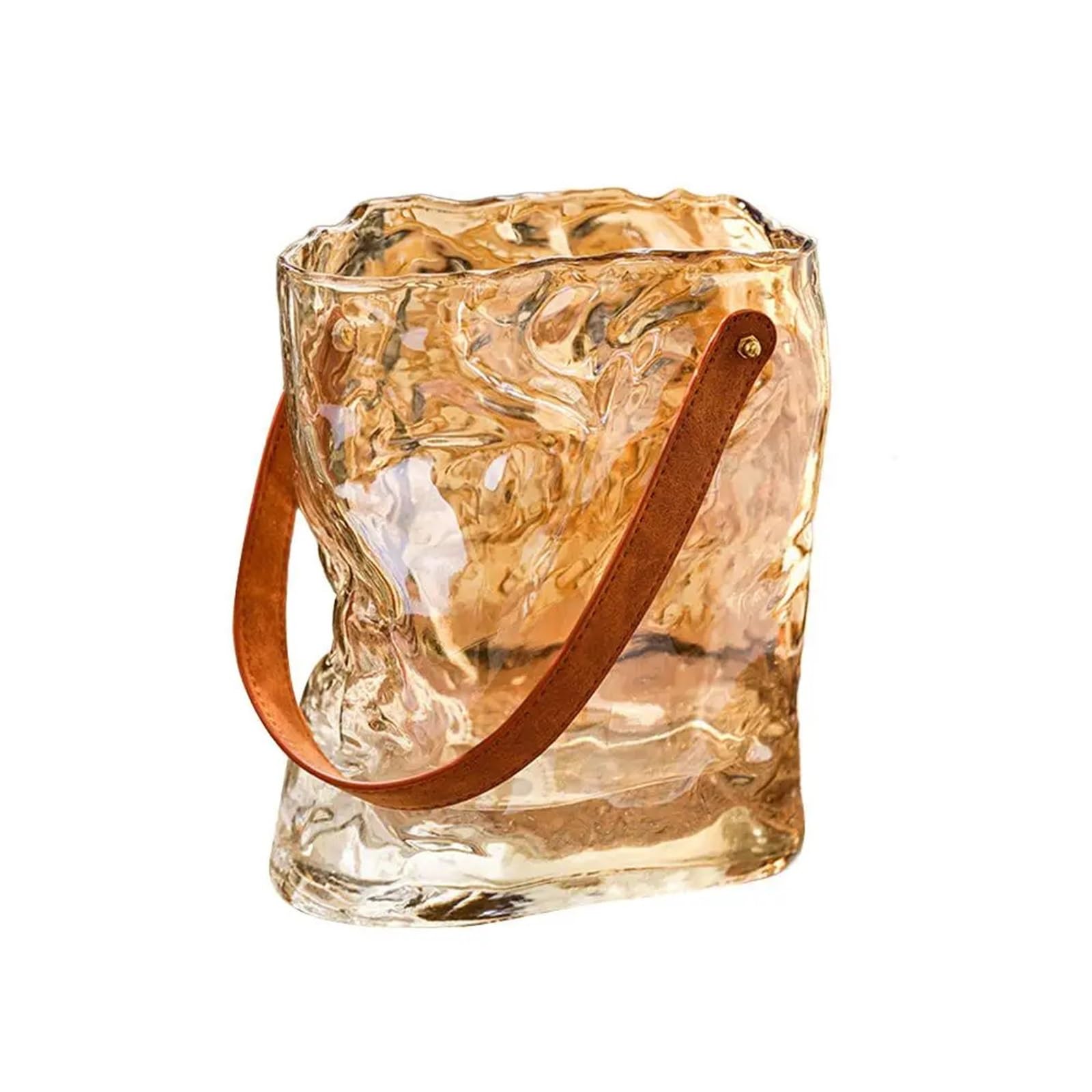 QuxetlRyz Glass Hydroponic Vase Handbag Shape Glass Vase Terrarium Transparent Hydroponics Flower Pot Home Decoration Accessories(Amber L)
