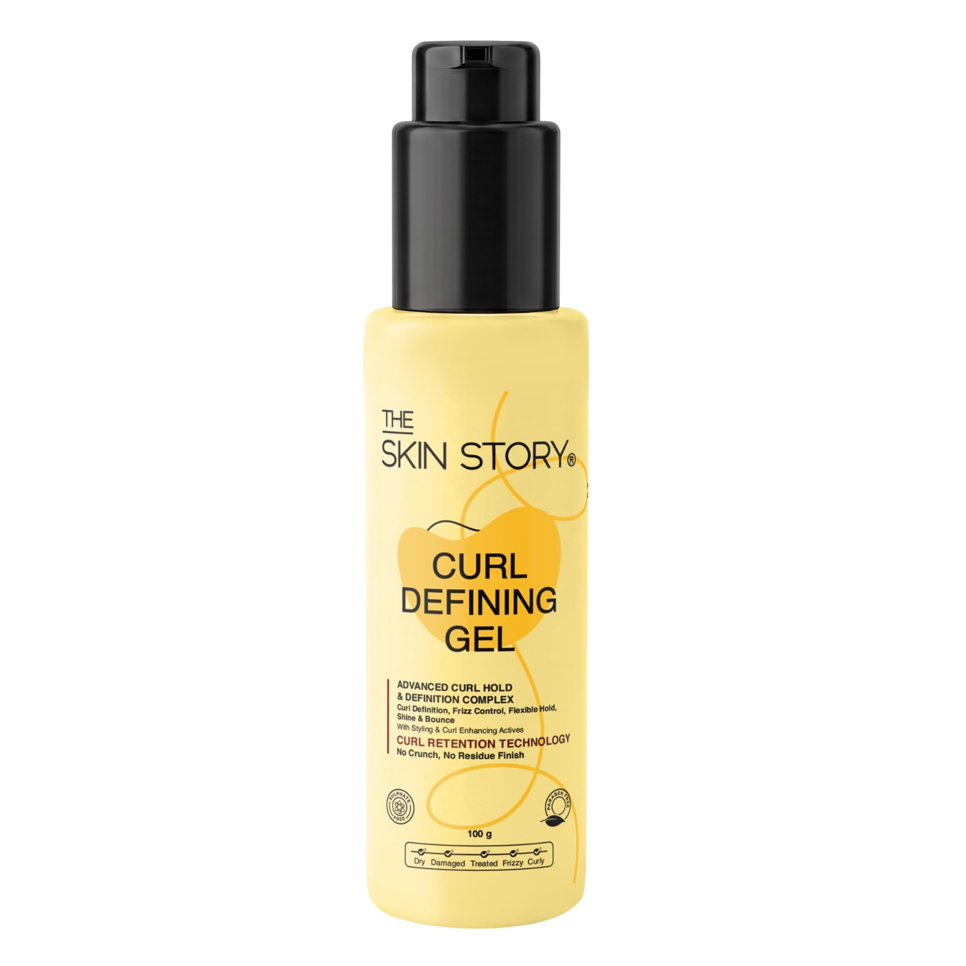 the skin story curl styling gel for curl definition | lightweight gel with flexible hold & frizz control | for curly, wavy & textured hair | 100 ml