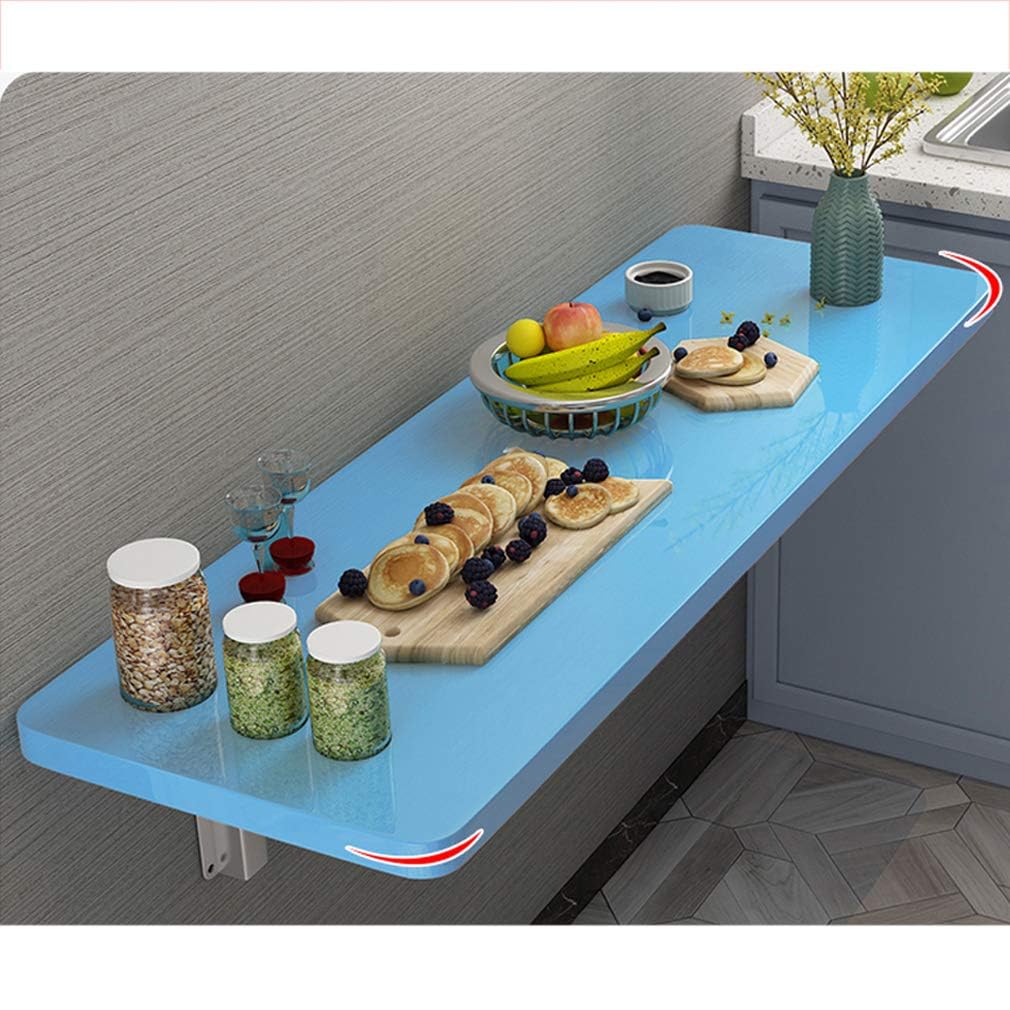 Mesa plegable de pared compacta para cocina, escritorio de corte fácil de limpiar, 80 x 50 cm, elegante mesa plegable azul para espacios pequeños y oficina en casa