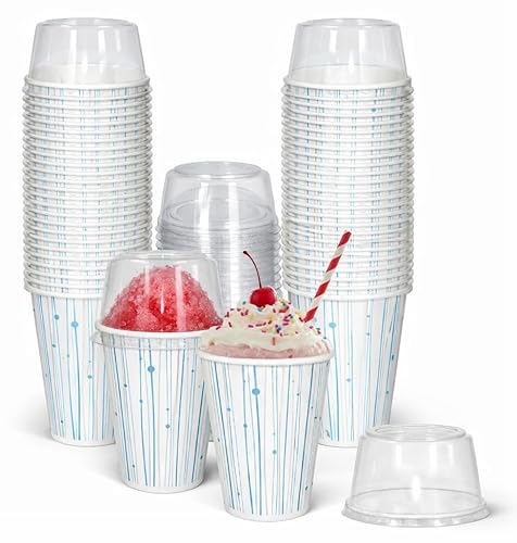 Smygoods Paper Slush Cups with Lids, 9 oz, Disposable Ice cream Cups, Slush, Smoothie Cups, Ice Shaving cups 100 count..