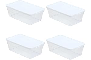 Space-Saving Storage: Sterilite 4-Pack Plastic Storage Bins with Lids in Shoebox Size