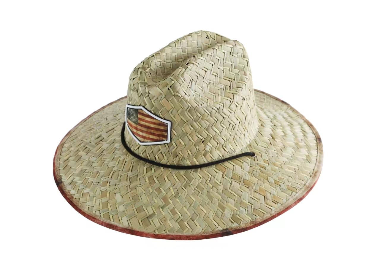 Men's and Wowen's Lifeguard Straw Hat Wide Brim Beach Hat Sun Protection Outdoor Hat for Fishing Hiking