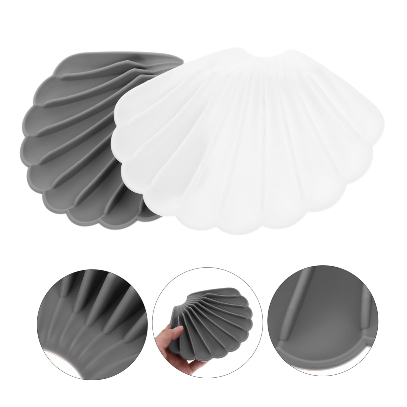 Cabilock Jabonera De Silicona con Drenaje Soporte para Jabón Antideslizante Resistente Y De Limpiar para Baño Y Cocina Diseño Gris Y 2 Piezas X 5