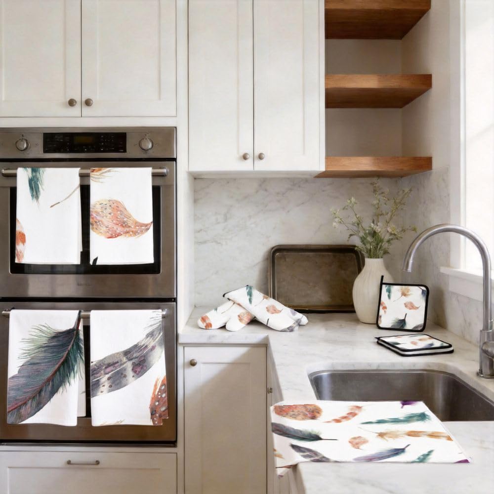 9PCS Acquerello Piuma Cucina Decor e Accessori Set