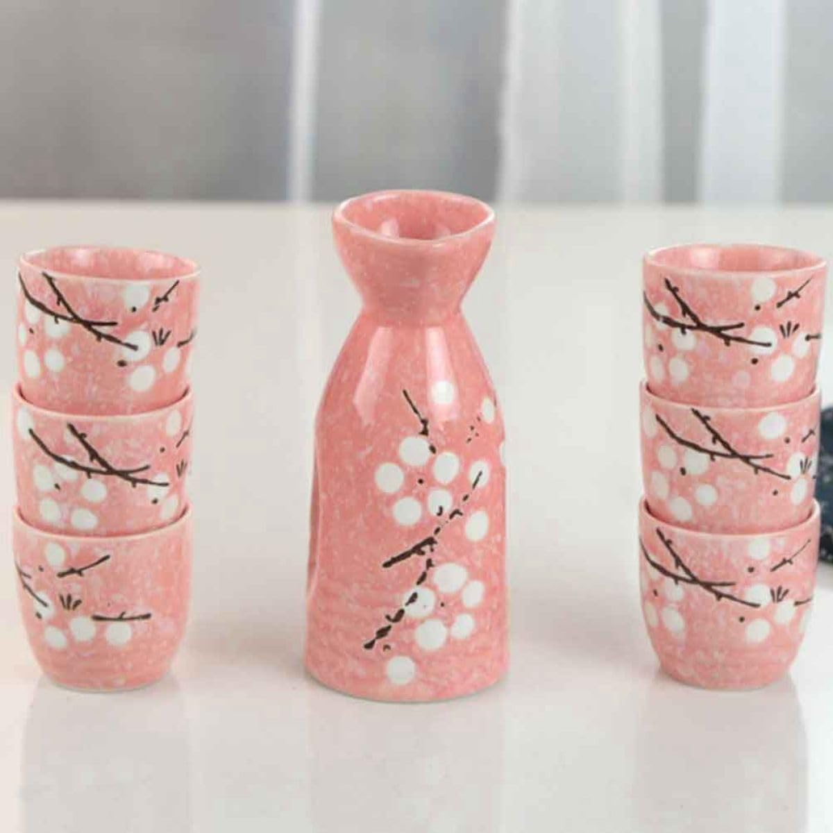 SHINEOFI Ensemble de Tasses à Saké Design Chic et Sûr en Céramique Pot Chaud Rose pour Bar et Culture Japonaise Saké