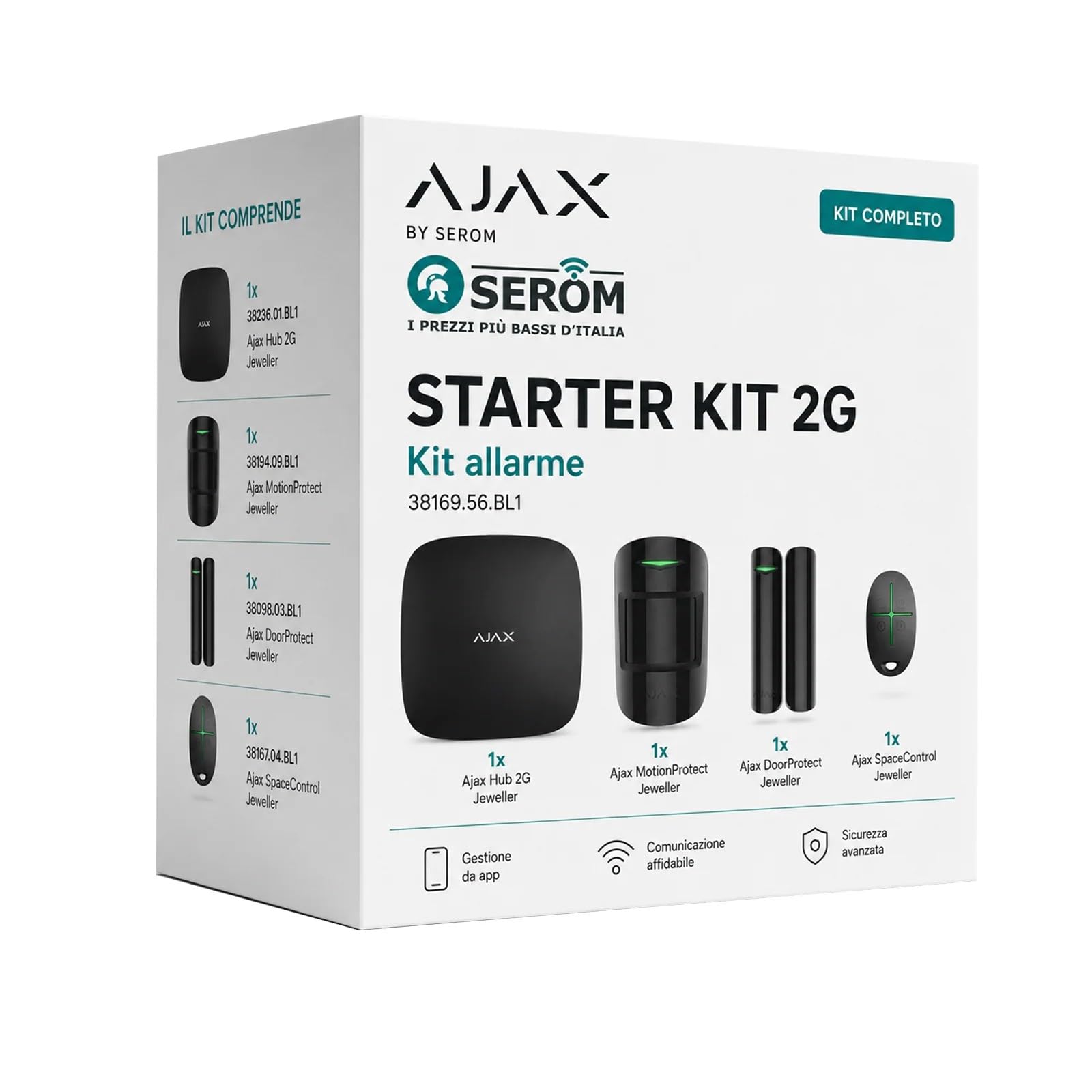 Starterkit Hub noir - Centrale antivol sans fil avec connexion 2G et Ethernet, certification EN-50131 Grade 2-38169.56.BL1
