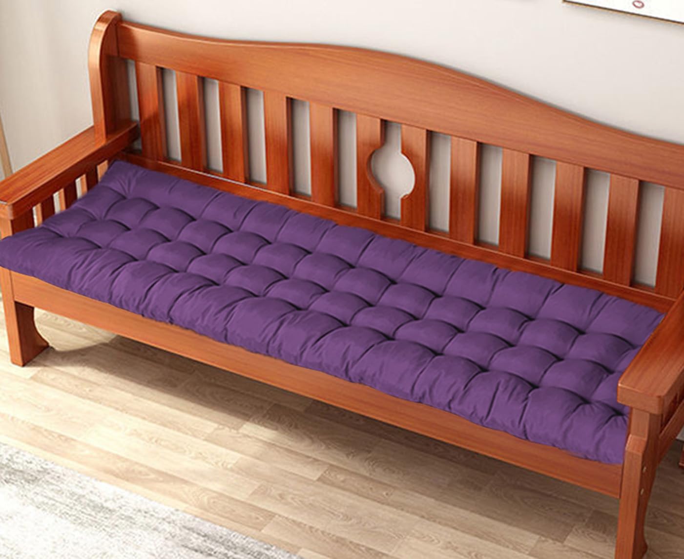 Cuscino spesso per panca da giardino, cuscini di ricambio per esterni, per pelliccia a 2 posti, finestre e patio, per interni ed esterni, 150 x 55 cm, colore viola, per tavolo e fessure