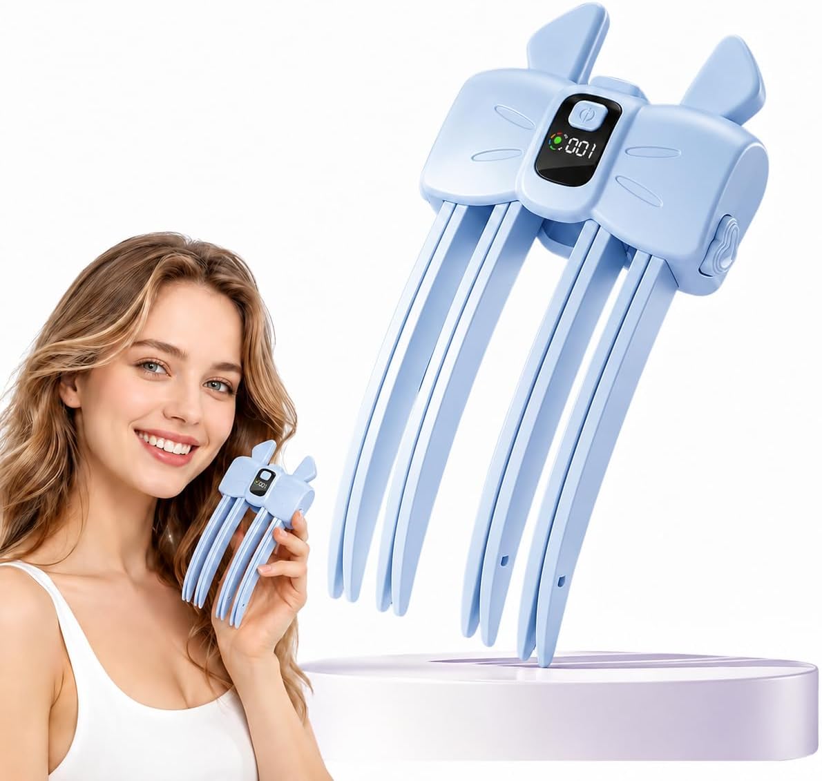 Wireless Heated Volumizing Root Lift Clips for Women, USB-C,Blue