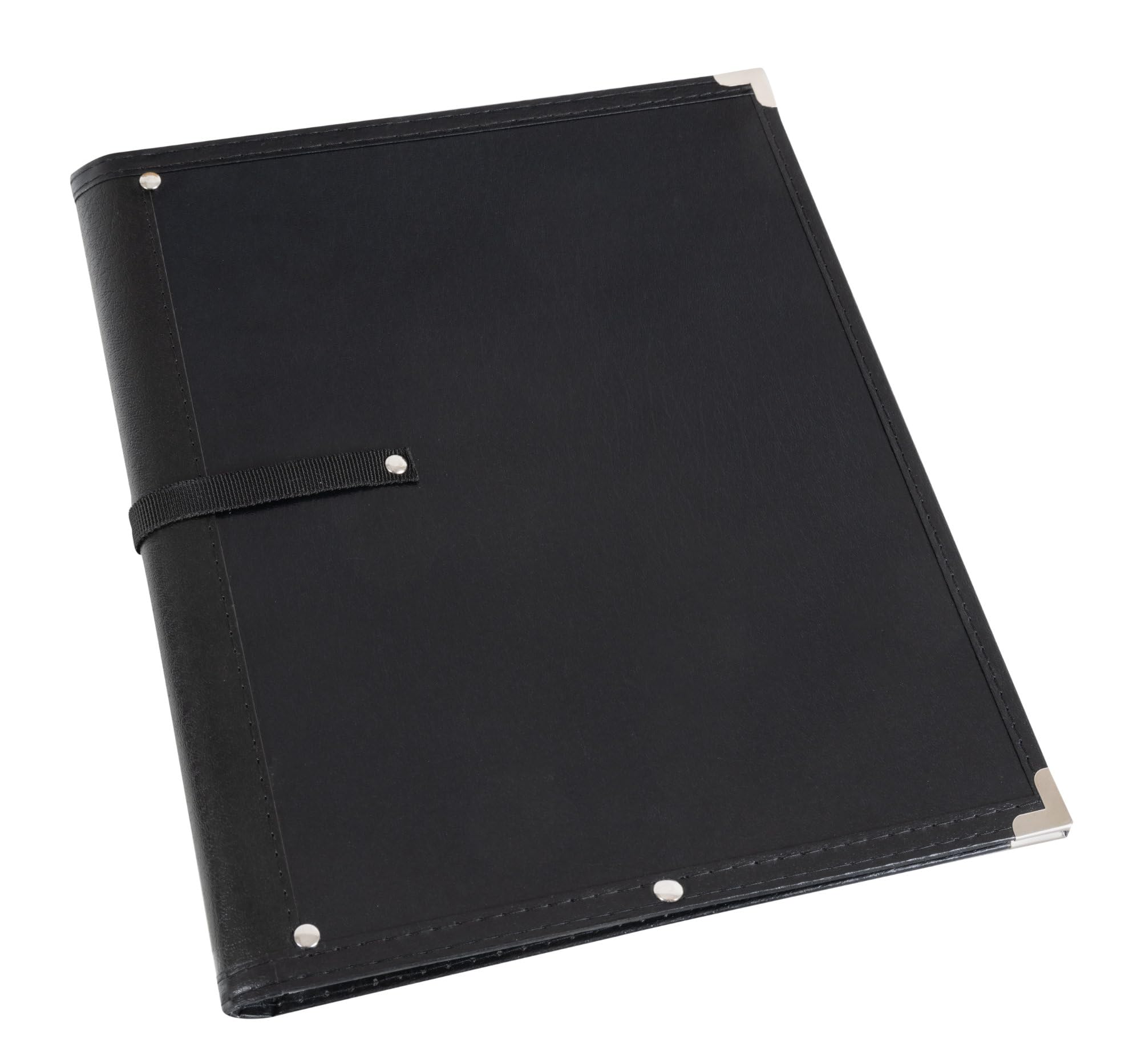Classic Cantabile Carpeta de Partituras Estándar Negra Set de 5 | 335 x 280 mm, Altura de llenado aprox. 2 cm, Cuero sintético negro, 4 esquinas protectoras de metal, Cinta de retención