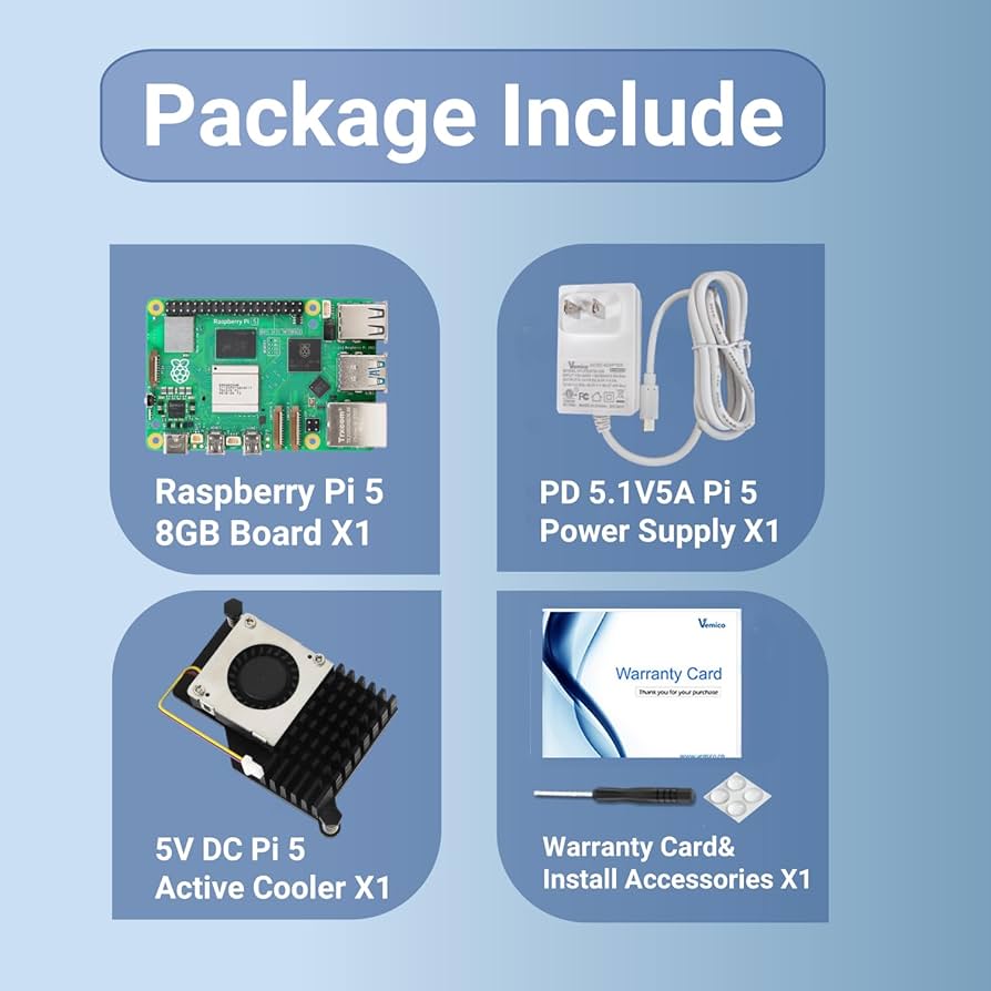 Amazon.com: Vemico Raspberry Pi 5 Kit 8GB RAM with Active