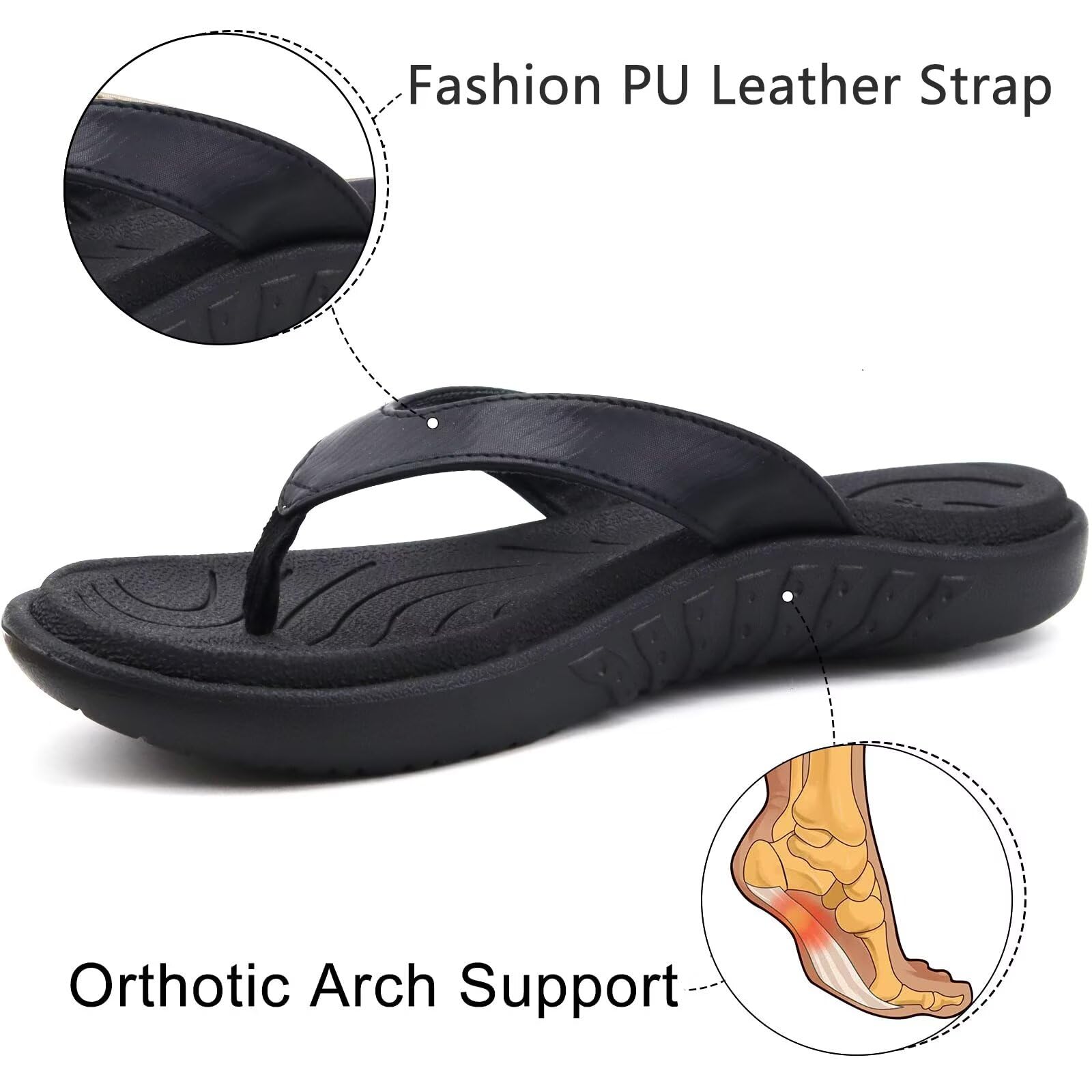 jiajiale Infradito Donna Moda Ortopediche Estive Comode Pelle Supporto Arco Plantare Flip Flop Doccia Spiaggia Piscina Aperte Mare Leggere Eleganti Ciabatte Antiscivolo Gomma Suole