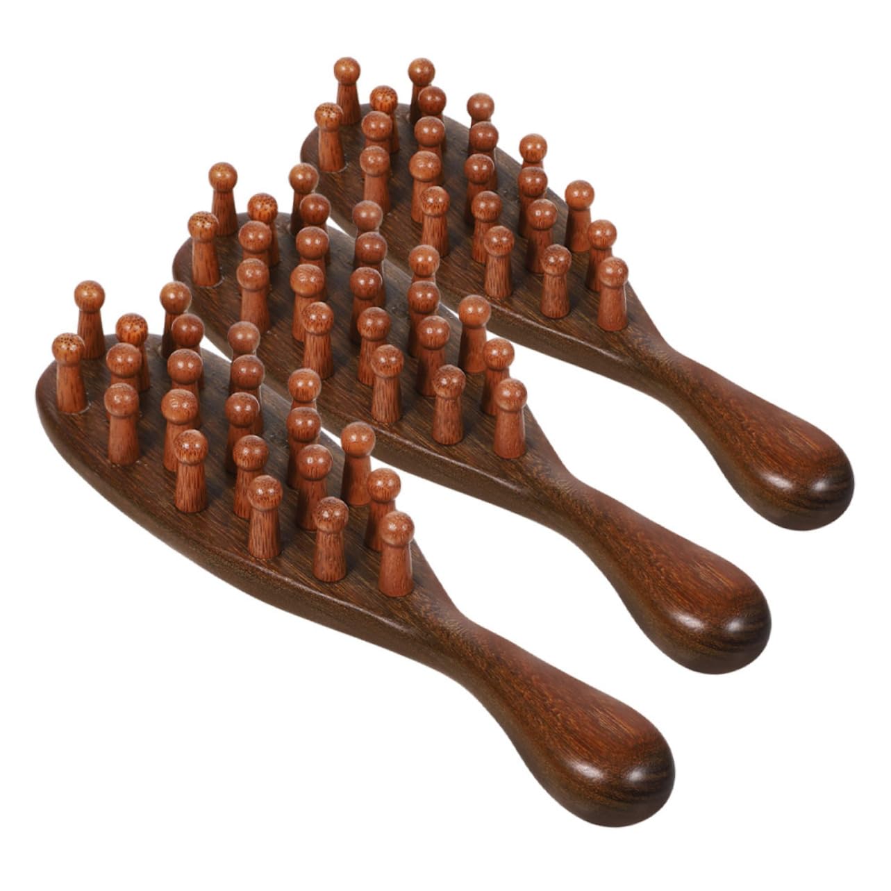 Beavorty 3pcs Wooden Scalp Comb Sandalwood Hair for Portable and Multi-function Hair Brush Comfortable Grip