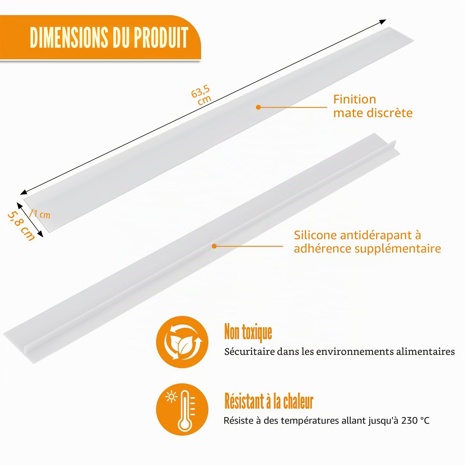 Lot de 2 rails de connexion pour plans de travail de cuisine, plan de travail, joint d'écart, bande de finition, plan de travail de cuisine, bande d'étanchéité (transparent, 63 cm)