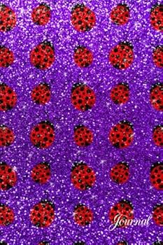 Journal: Faux purple glitter ladybugs notebook