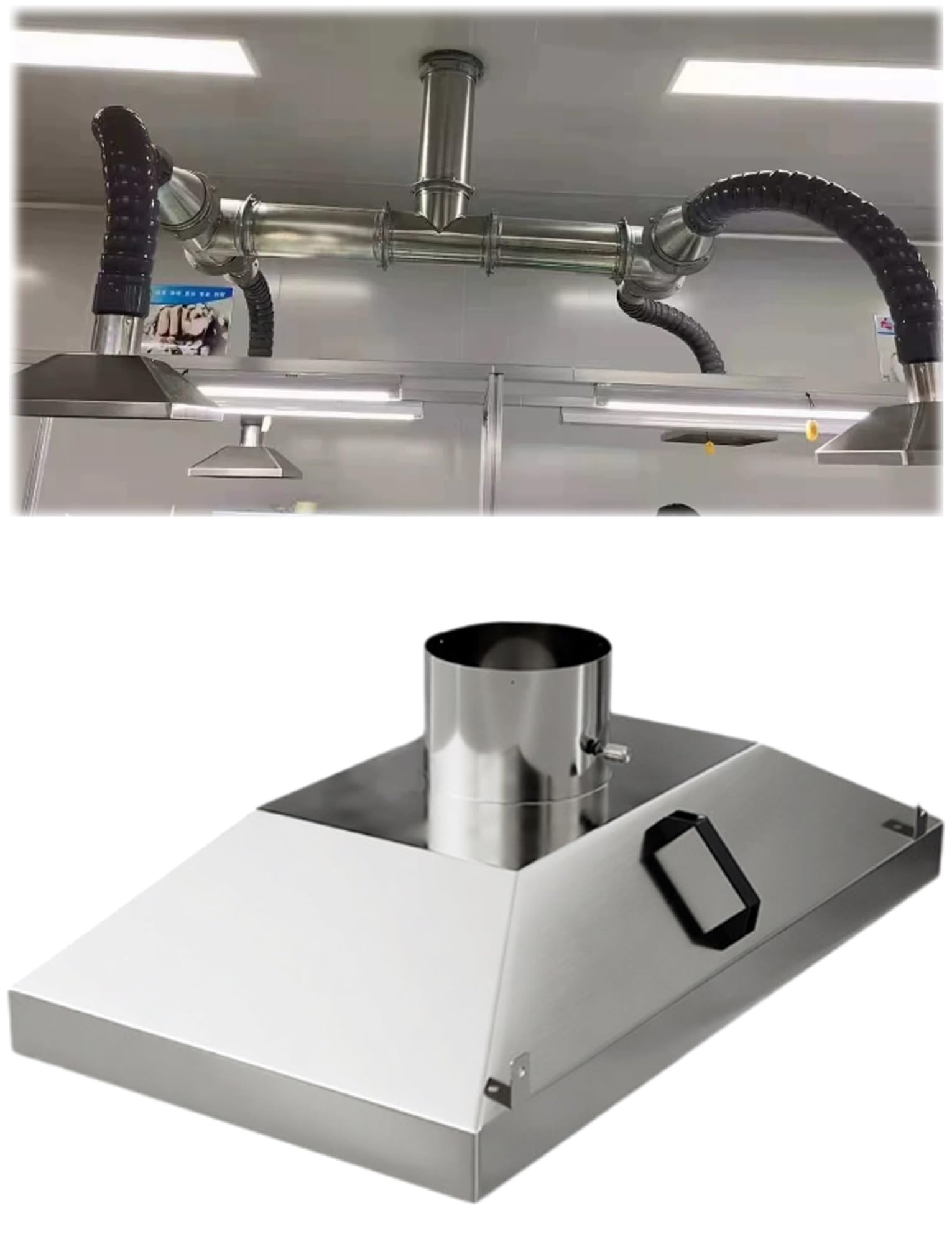 Generisch Abzugshaube, Absaugarm aus Edelstahl – 160 mm Industrie-Rauchabscheider für Schweiß- und Staubbekämpfung – Quadratische Abzugshaube, 400 x 300 mm (1,3 x 1 Fuß) für effiziente Belüftung