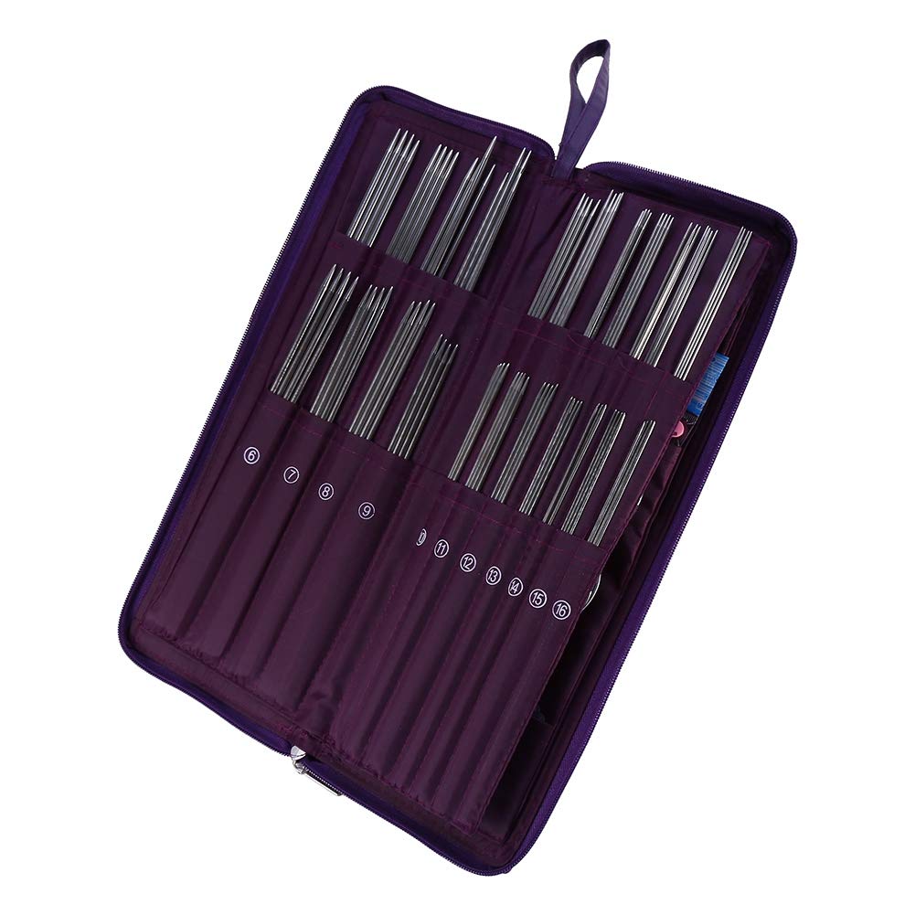 Ejoyous 104Pcs Häkelnadel Set, Häkelnadel Hülle Stricknadeln Set Handarbeitsset Stahl gerade Rundstricknadeln Häkelhaken mit Reißverschluss Lederscheide für Strickwaren DIY-Weben