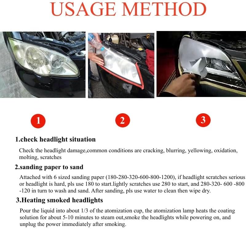 Miniatura 4 de Líquido de restauración de faros delanteros de 27.1 fl oz, líquido de reparación de lentes, líquido de reparación de arañazos para faros delanteros,