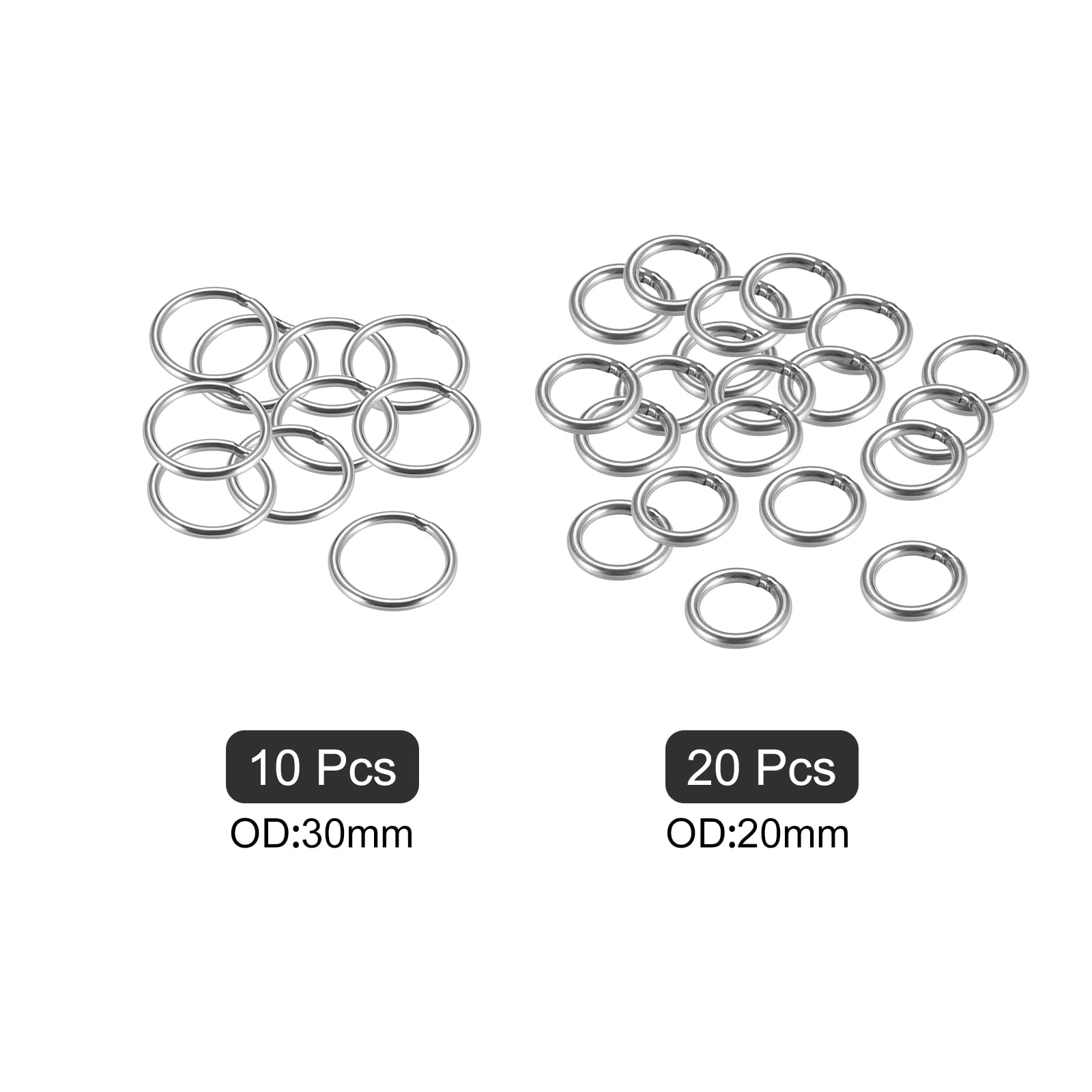 METALLIXITY Acciaio Inossidabile Acciaio O cerchio (30mm OD 4mm Spessore) 4pz, Saldato Rotondo cerchio - per Appendere Oggetti