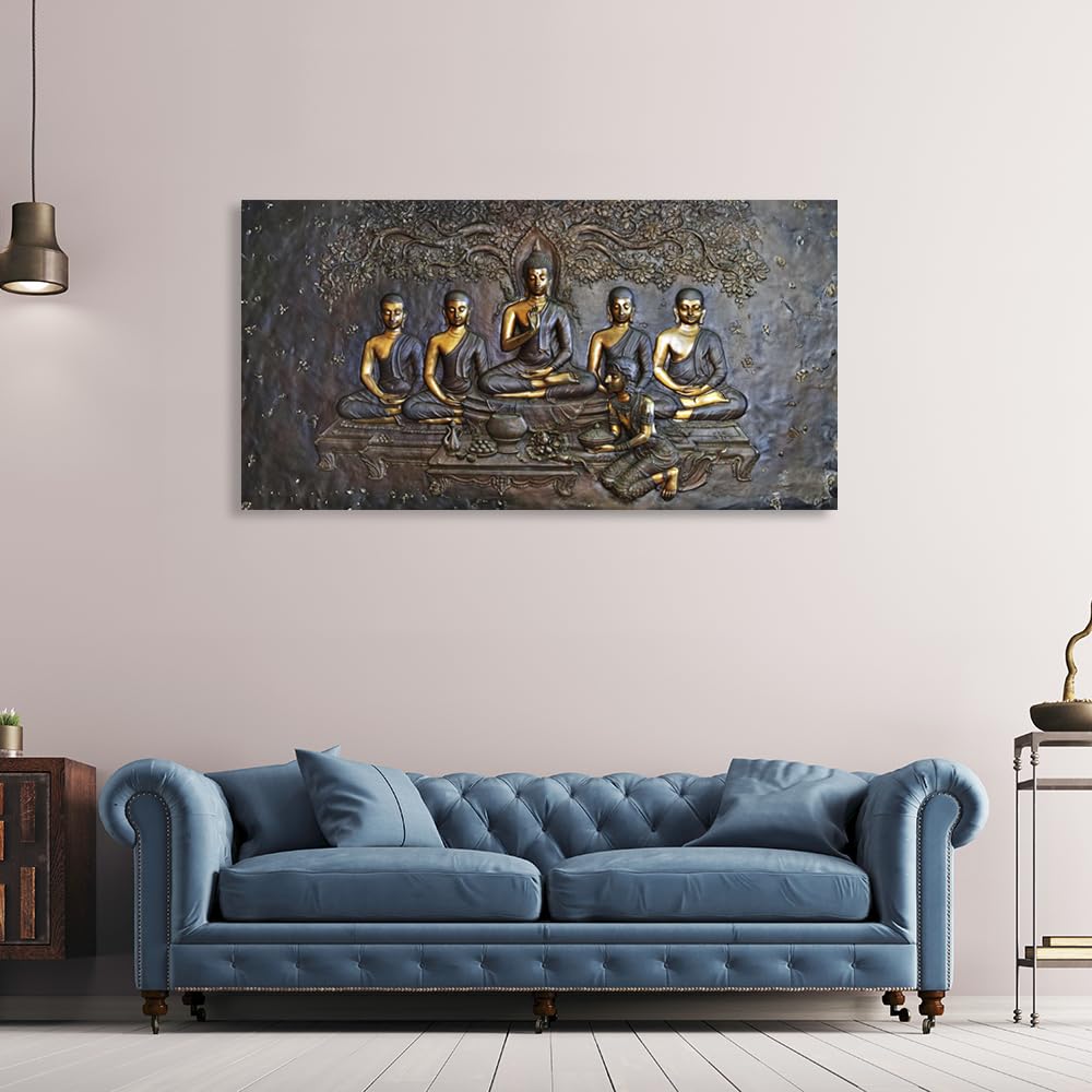 Wakefit Wall Painting, Ethereal Echo Canvas Wall Art, Wooden Framed Buddha Painting, Painting for Wall decoration, Wall Painting for Living Room, Modern Home Decor, Set of 1, (48 x 24 inch)