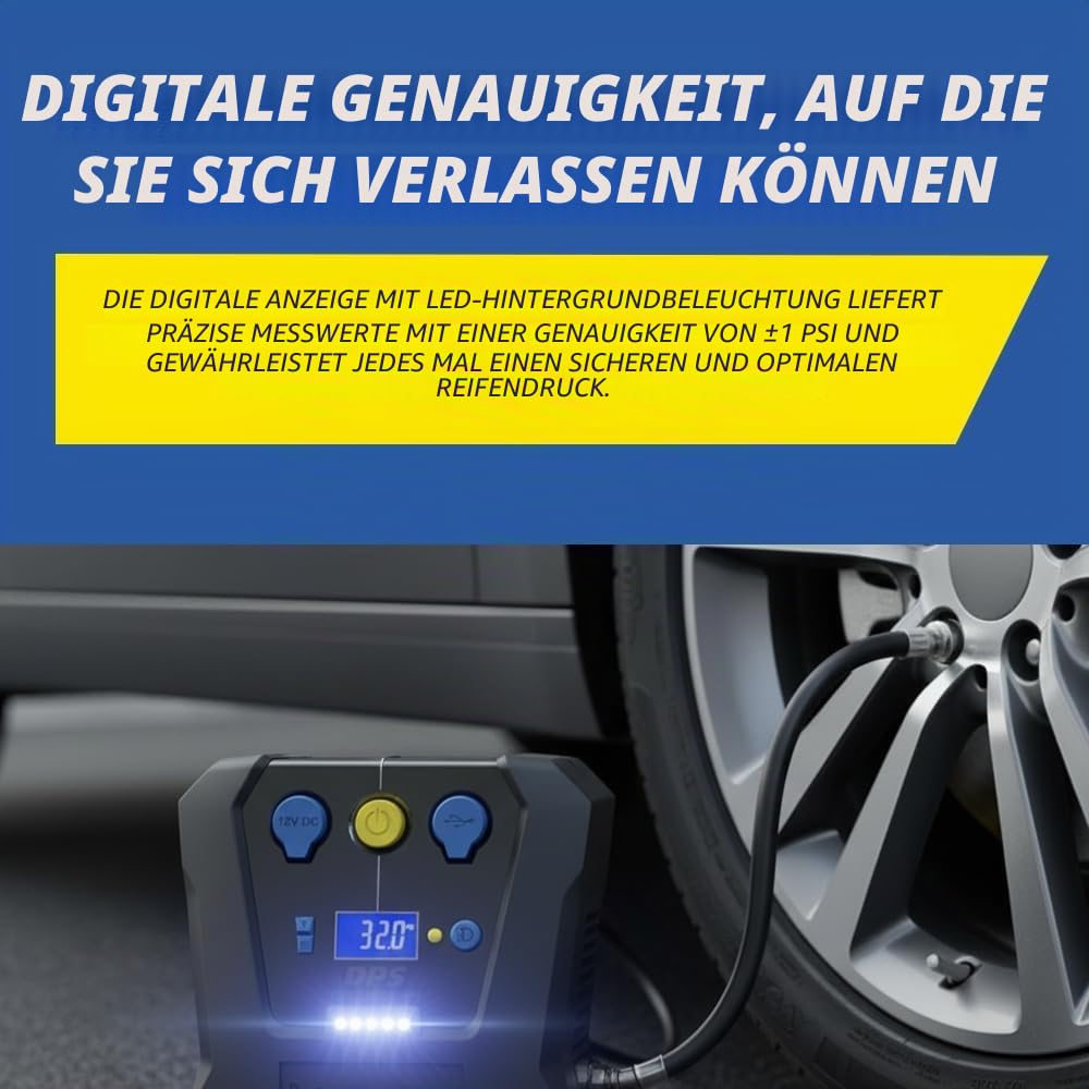 MICHELIN 12V Luftkompressor programmierbar digital Reifenpumpe Auto SUV Fahrrad Notfall Kompressor mit LED Anzeige präziser Reifendruck Schnellaufpumpen | Programmierbar digital Reifenpumpe Auto SUV Fahrrad Notfall Kompressor mit LED Anzeige präziser Reif