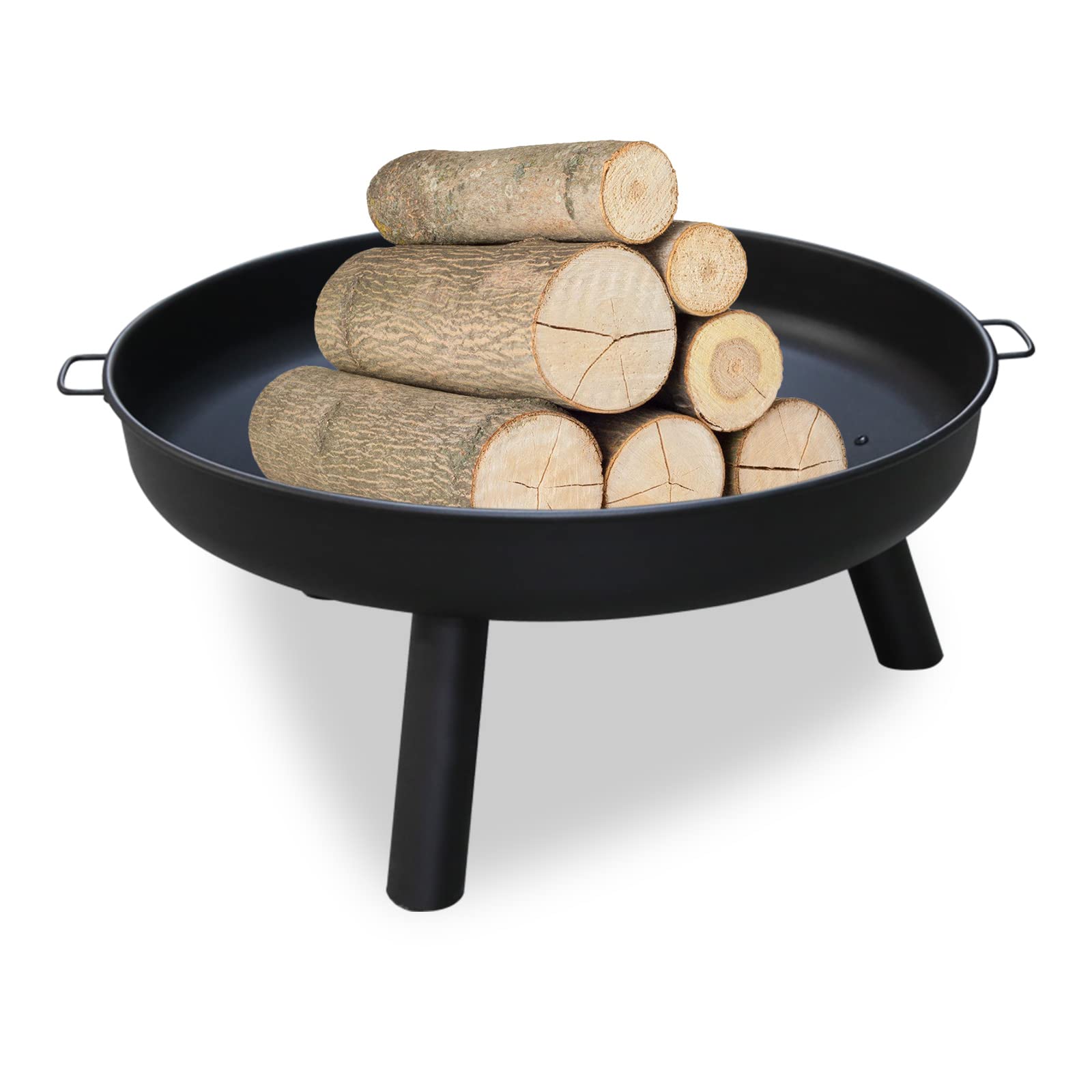 Fiqops Braciere Φ82,5 cm, braciere in ferro, ciotola in metallo con manici e gambe rimovibili, di alta qualità per giardino, feste estive, fuoco accogliente, acciaio