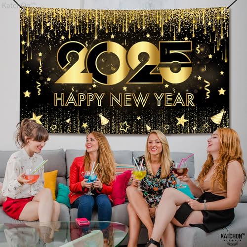 Bannière murale Happy New Year réutilisable pour habiller un mur de fête