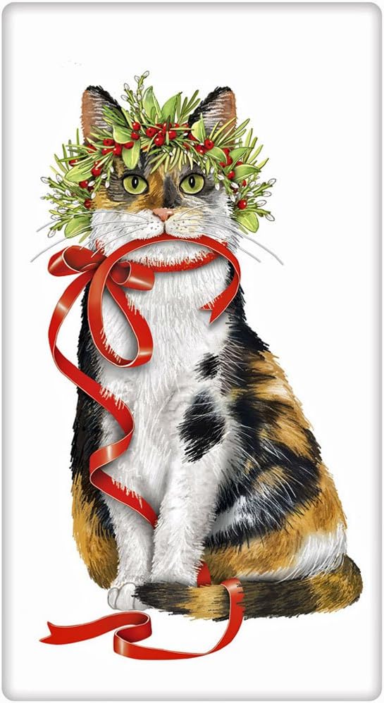 Mary Lake Thompson Black Cat on 100% Cotton Flour Sack Dish Tea Towel 30" x 30"