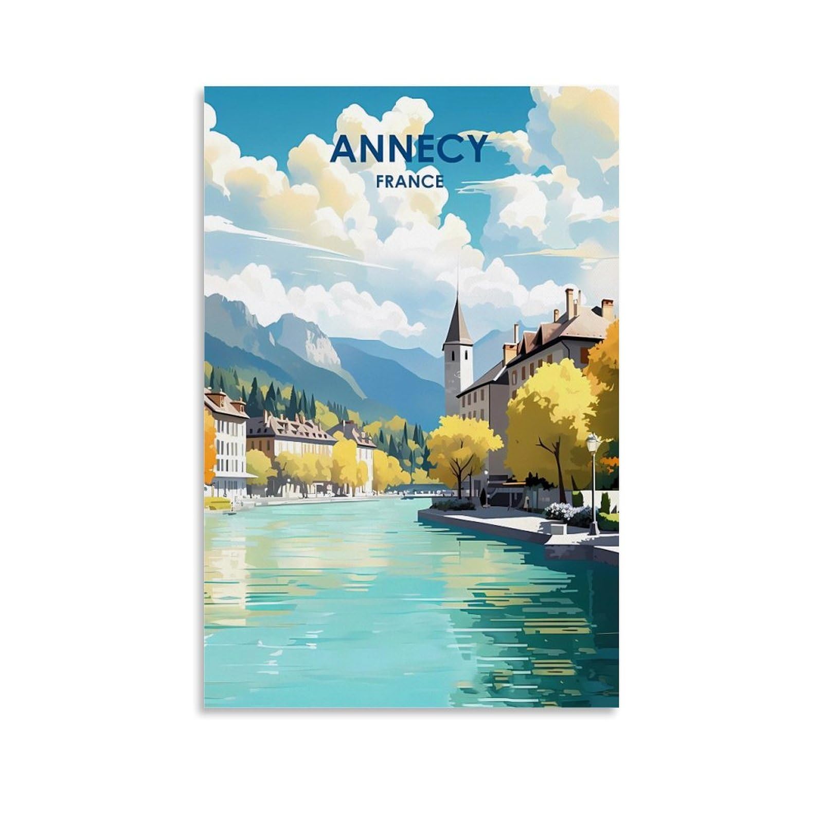 EZMLFA 5D Diamond Painting Kits,Annecy France Diamond Art Kits Adults, Create Your Own Diamond Painting Full Drill Gifts for Home Decor 50x60cm